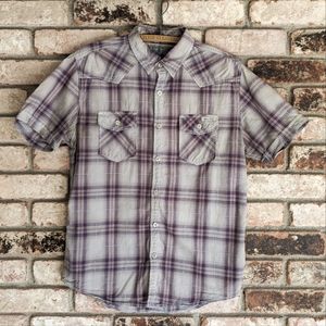 👾 Slade & Wilder Cotton Plaid Shirt Grey & Purple